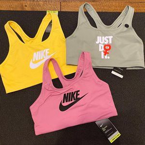 THREE BRAND NEW WOMENS NIKE SWOOSH SPORTSBRAS